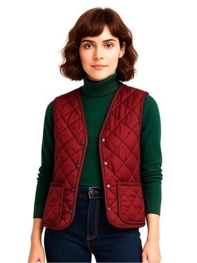 Vintage ‘Oxford Blue’ Burgundy Quilted Vest  Size Small Made in England Heritage